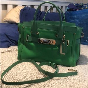 Green Leather Coach XL Satchel